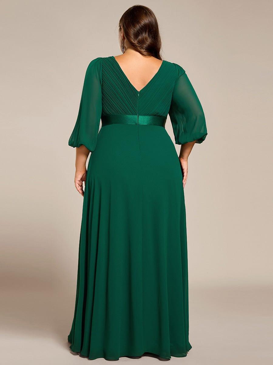 Plus Size V-Neck Empire Waist Chiffon Formal Evening Dress