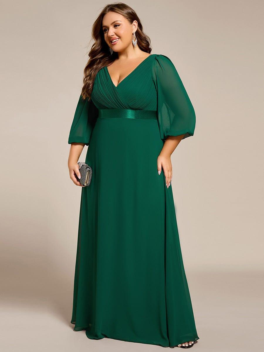 Plus Size V-Neck Empire Waist Chiffon Formal Evening Dress