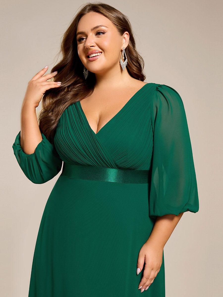 Plus Size V-Neck Empire Waist Chiffon Formal Evening Dress