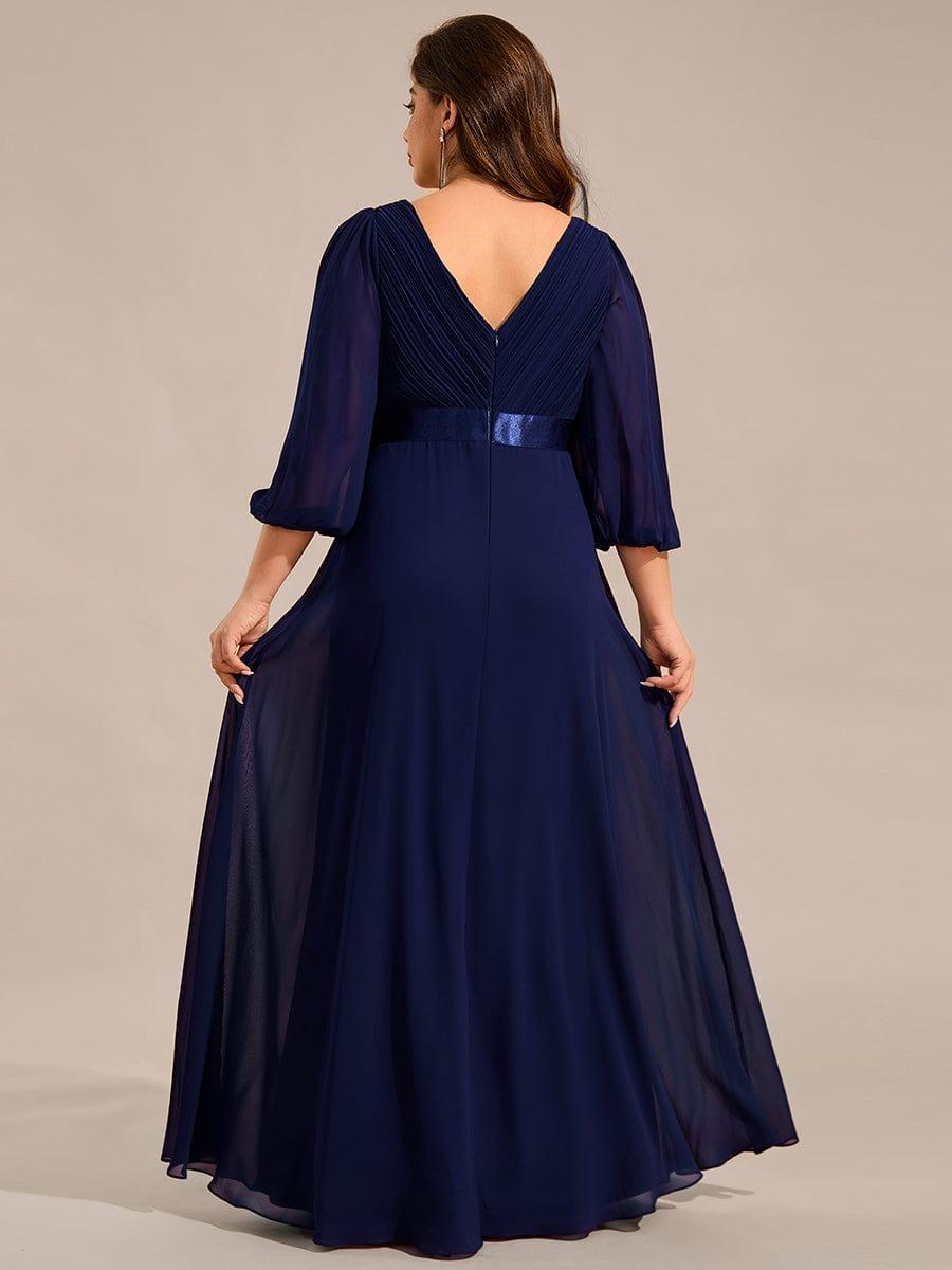 Plus Size V-Neck Empire Waist Chiffon Formal Evening Dress
