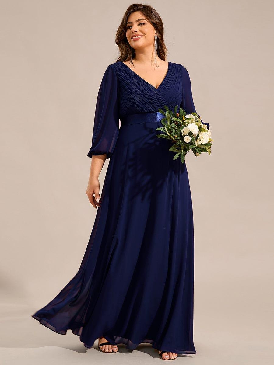 Plus Size V-Neck Empire Waist Chiffon Formal Evening Dress