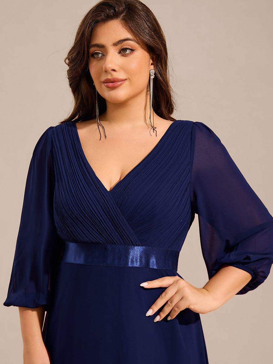 Plus Size V-Neck Empire Waist Chiffon Formal Evening Dress