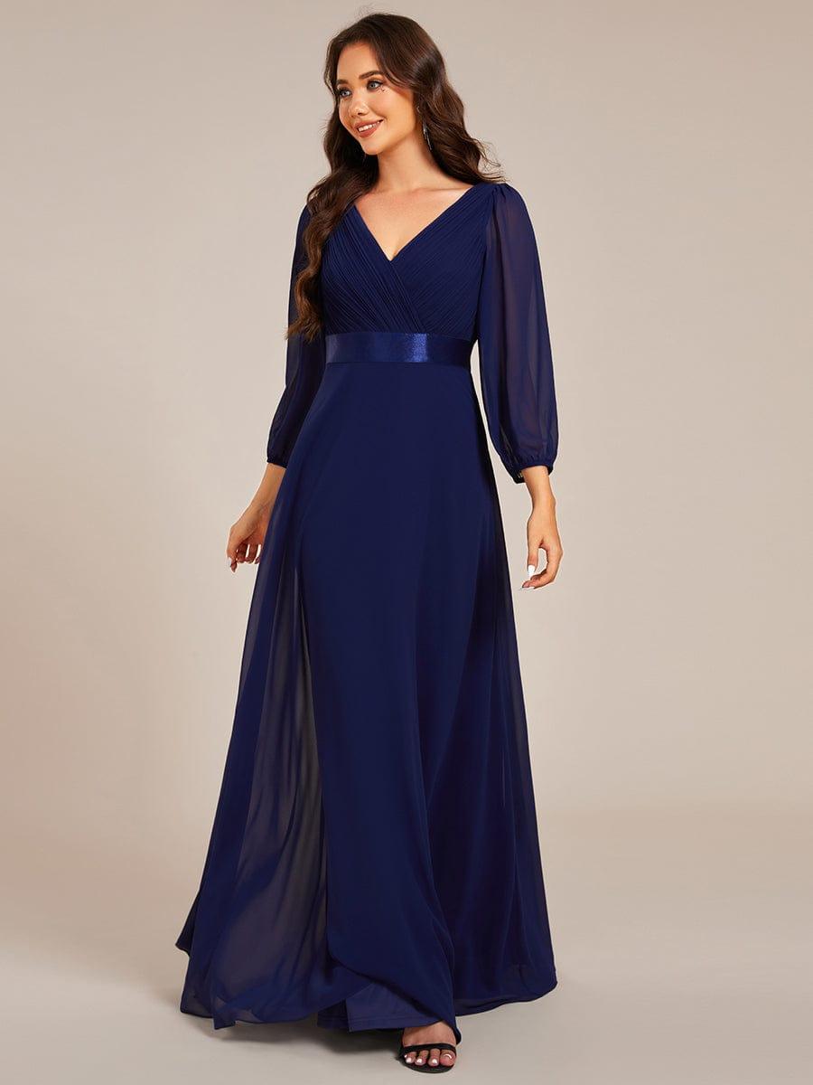 Simple V-Neck Empire Waist Chiffon A-Line Formal Evening Dress