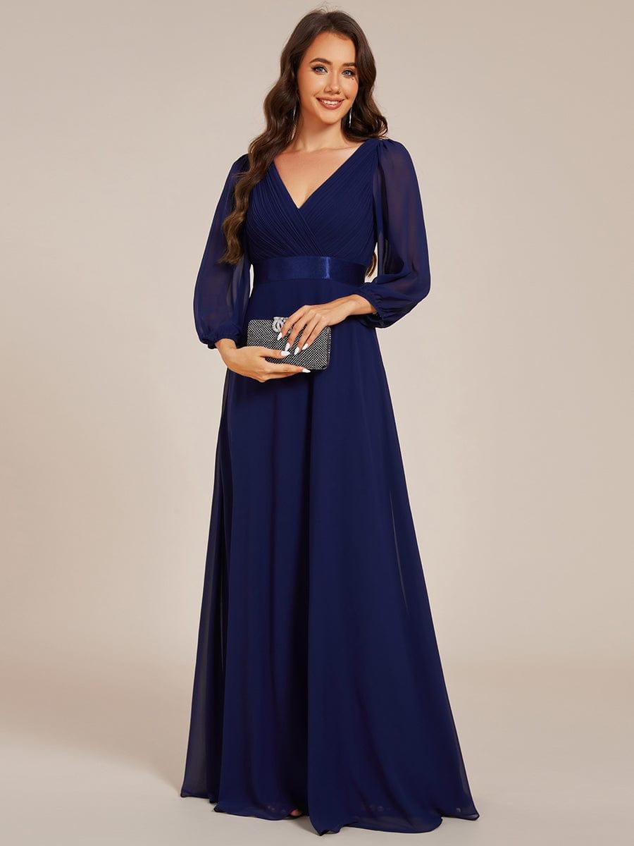 Simple V-Neck Empire Waist Chiffon A-Line Formal Evening Dress