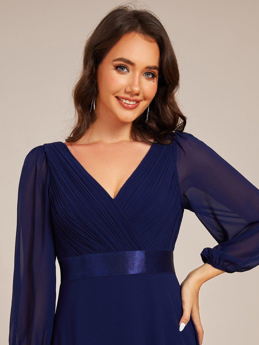 Simple V-Neck Empire Waist Chiffon A-Line Formal Evening Dress