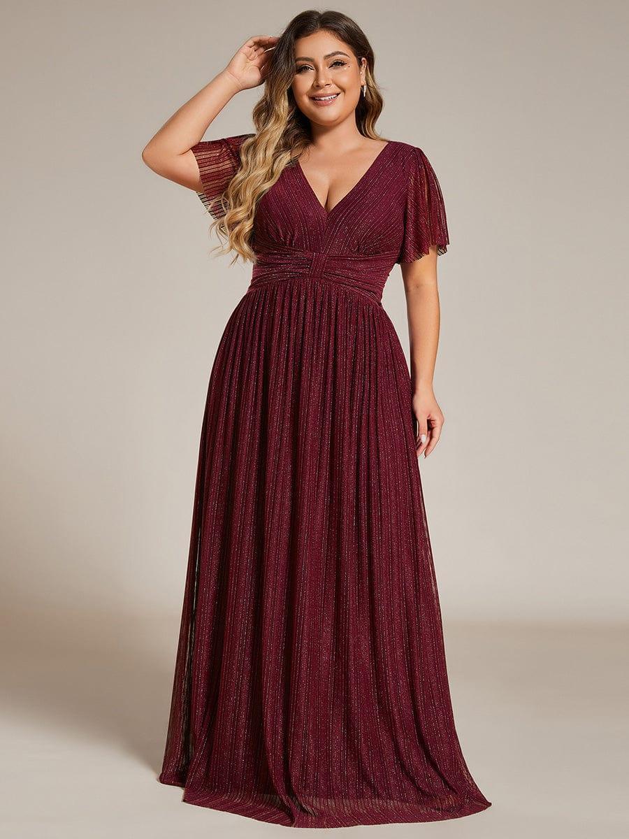 Plus Size Empire Waist Pleated A-Line Formal Evening Dress