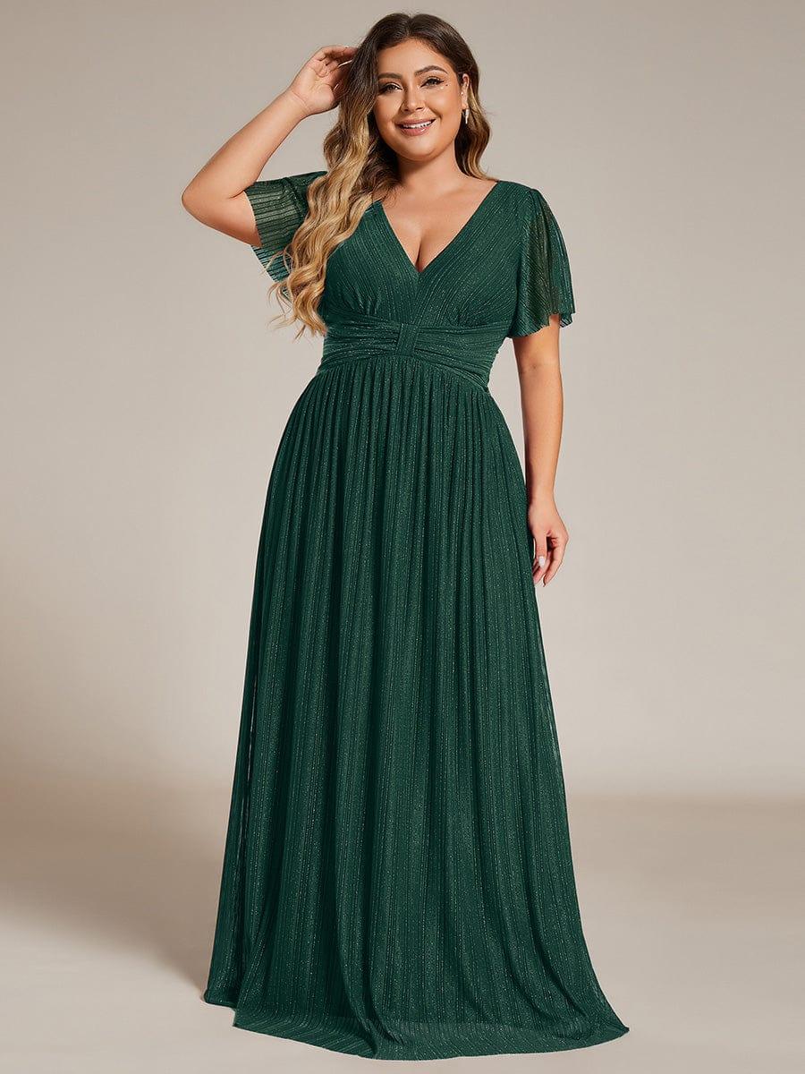 Plus Size Empire Waist Pleated A-Line Formal Evening Dress