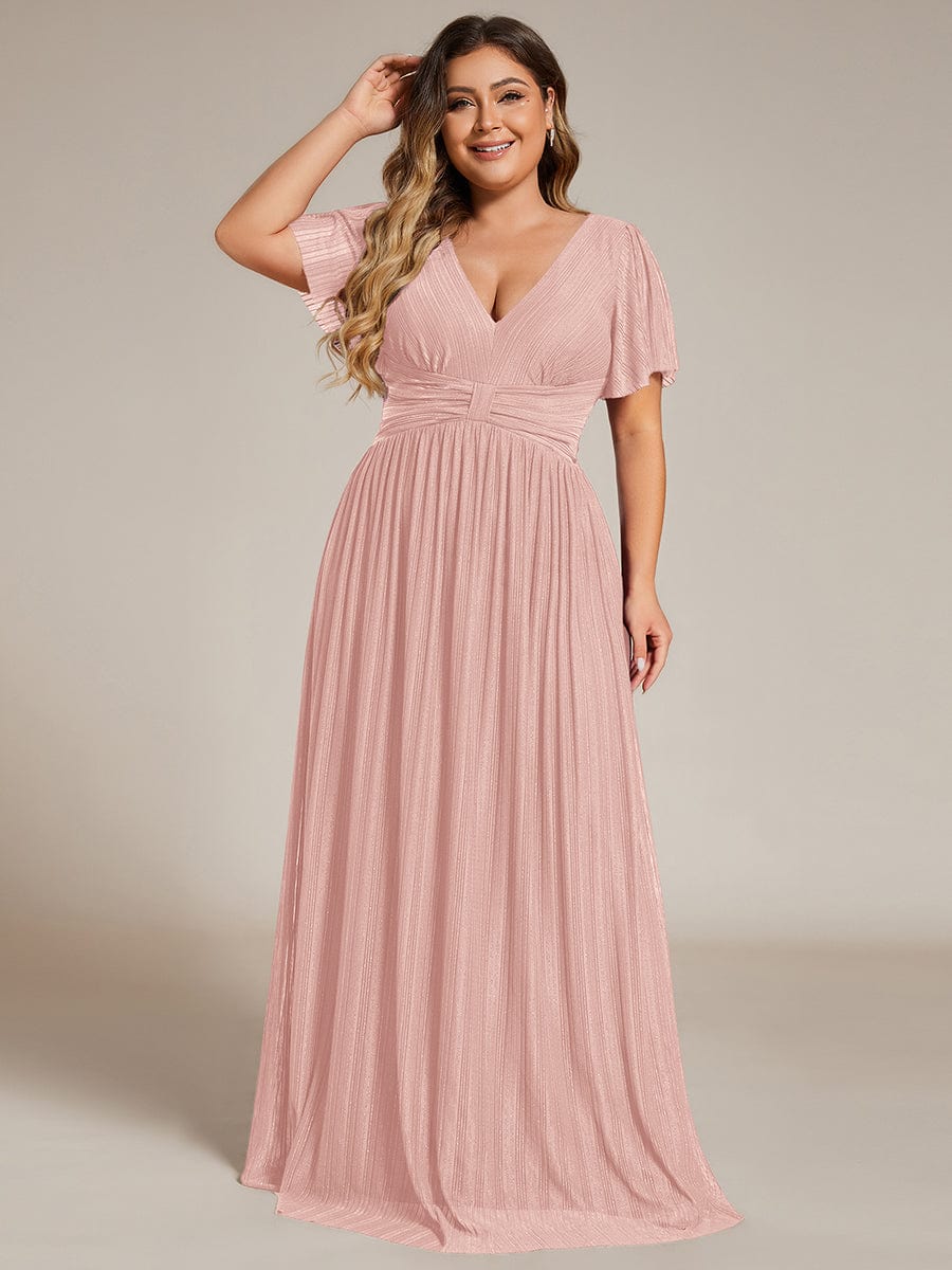 Plus Size Empire Waist Pleated A-Line Formal Evening Dress