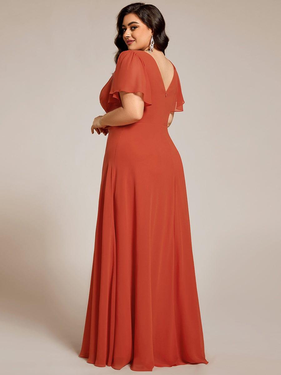 Plus Size V-Neck Pleated A-Line Chiffon Evening Dres