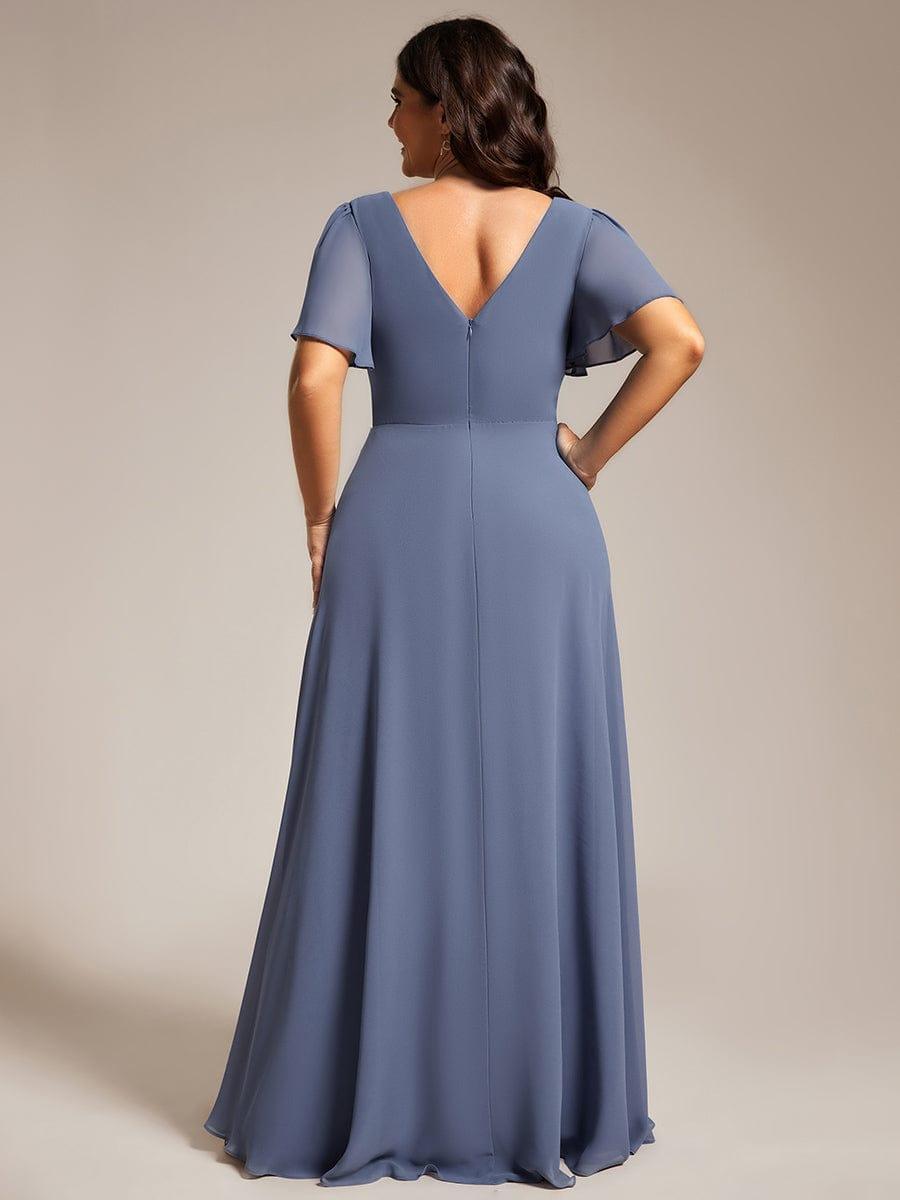 Plus Size V-Neck Pleated A-Line Chiffon Evening Dres