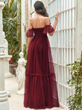 Off the Shoulder Corset Pleated A-Line Evening Dress