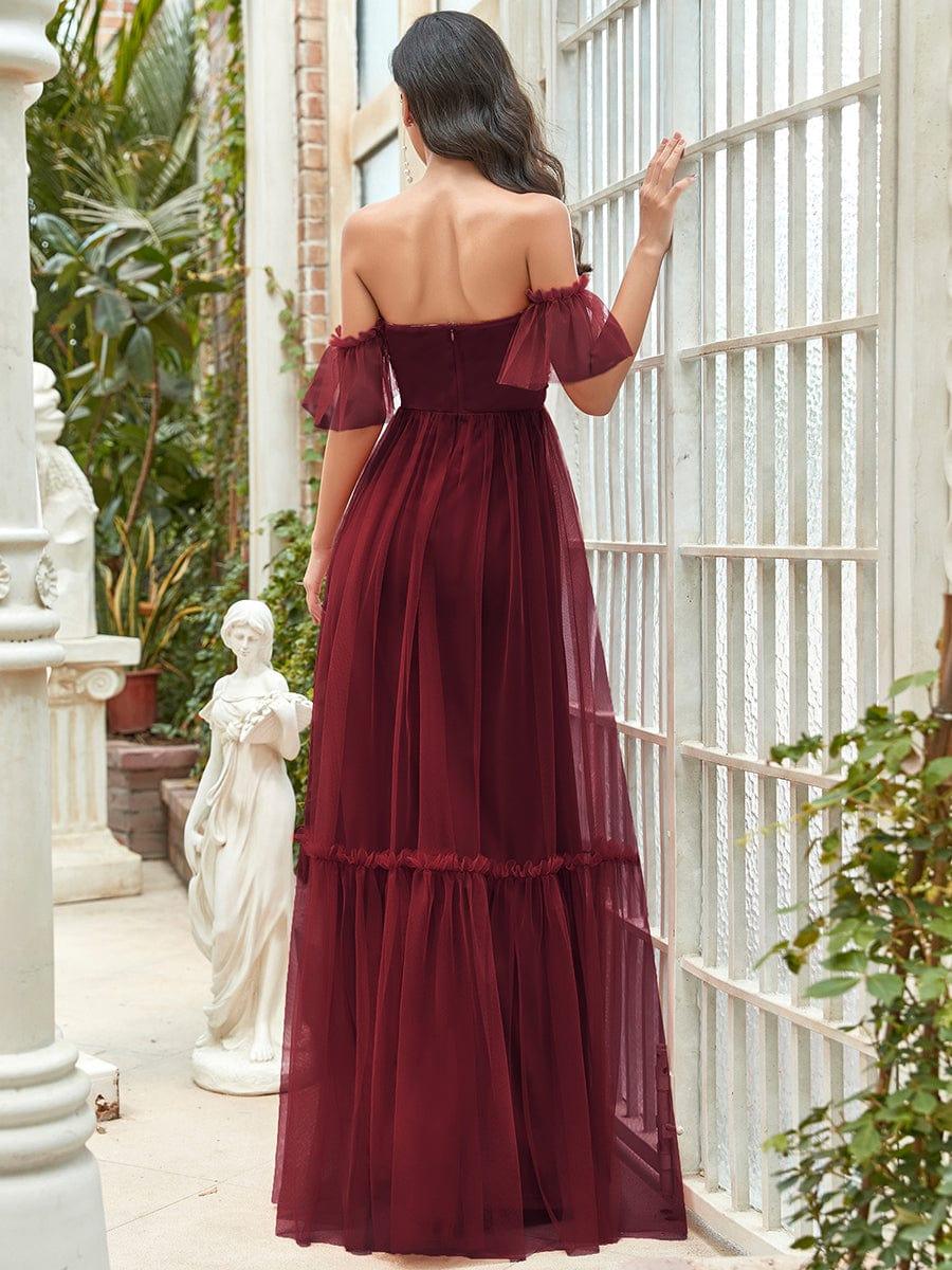 Off the Shoulder Corset Pleated A-Line Bridesmaid Dress