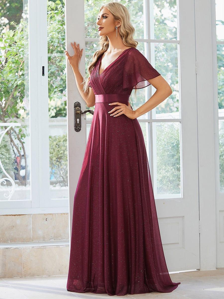 Sparkly Sequin Empire Waist A-Line Wedding Guest Dress Dress