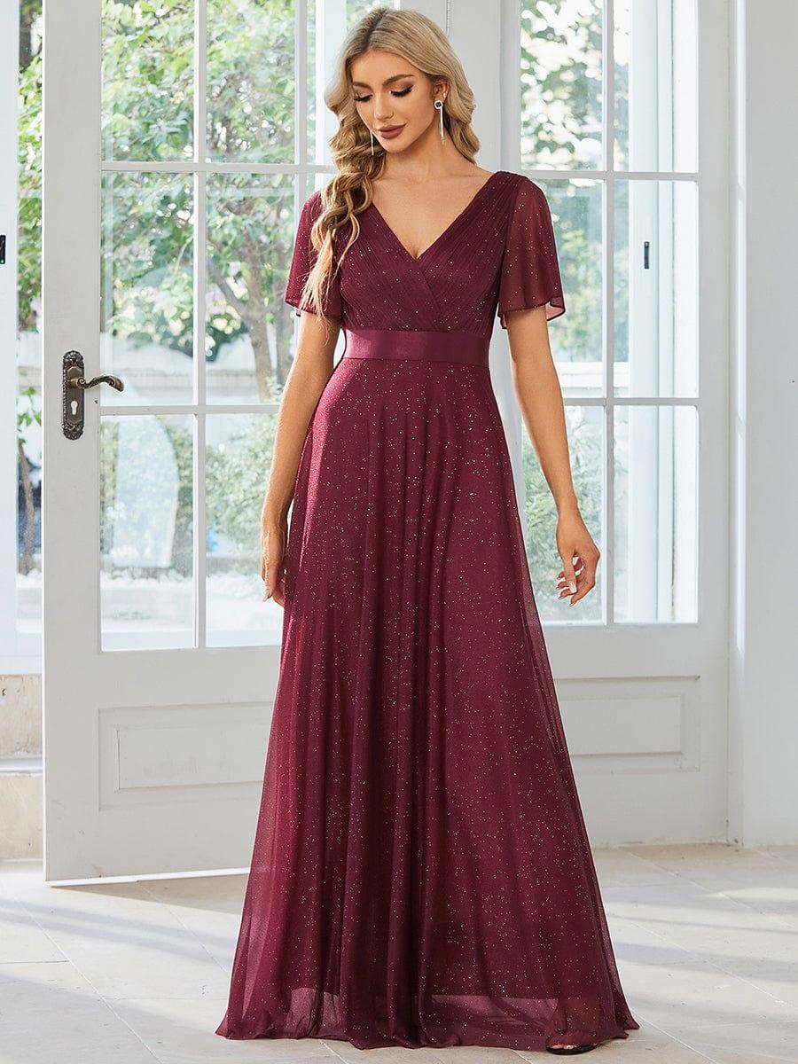 Sparkly Sequin Empire Waist A-Line Wedding Guest Dress Dress