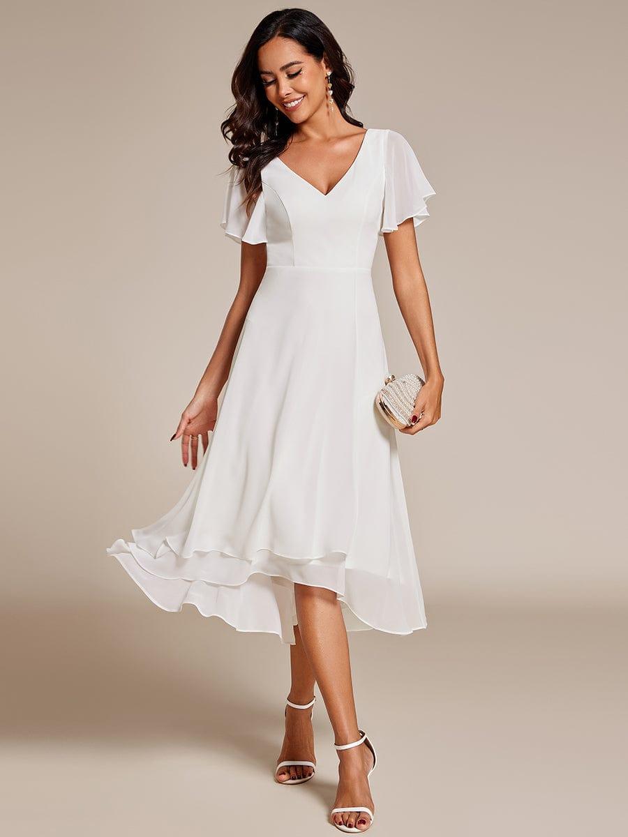 Elegant V-Neck Chiffon Ruffle High-low Bridesmaid Dress