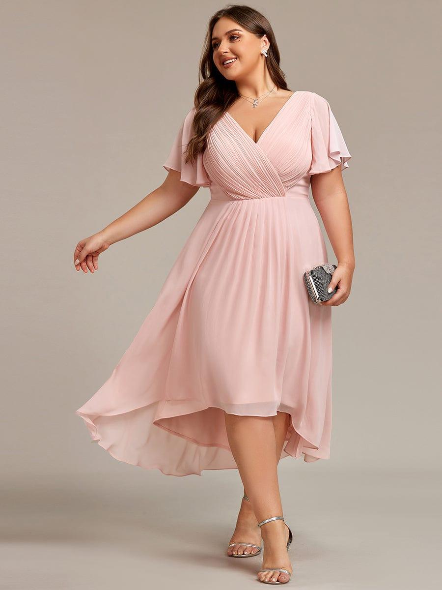 Plus Size Lavender Chiffon A-Line Wedding Guest Dress with Sleeve