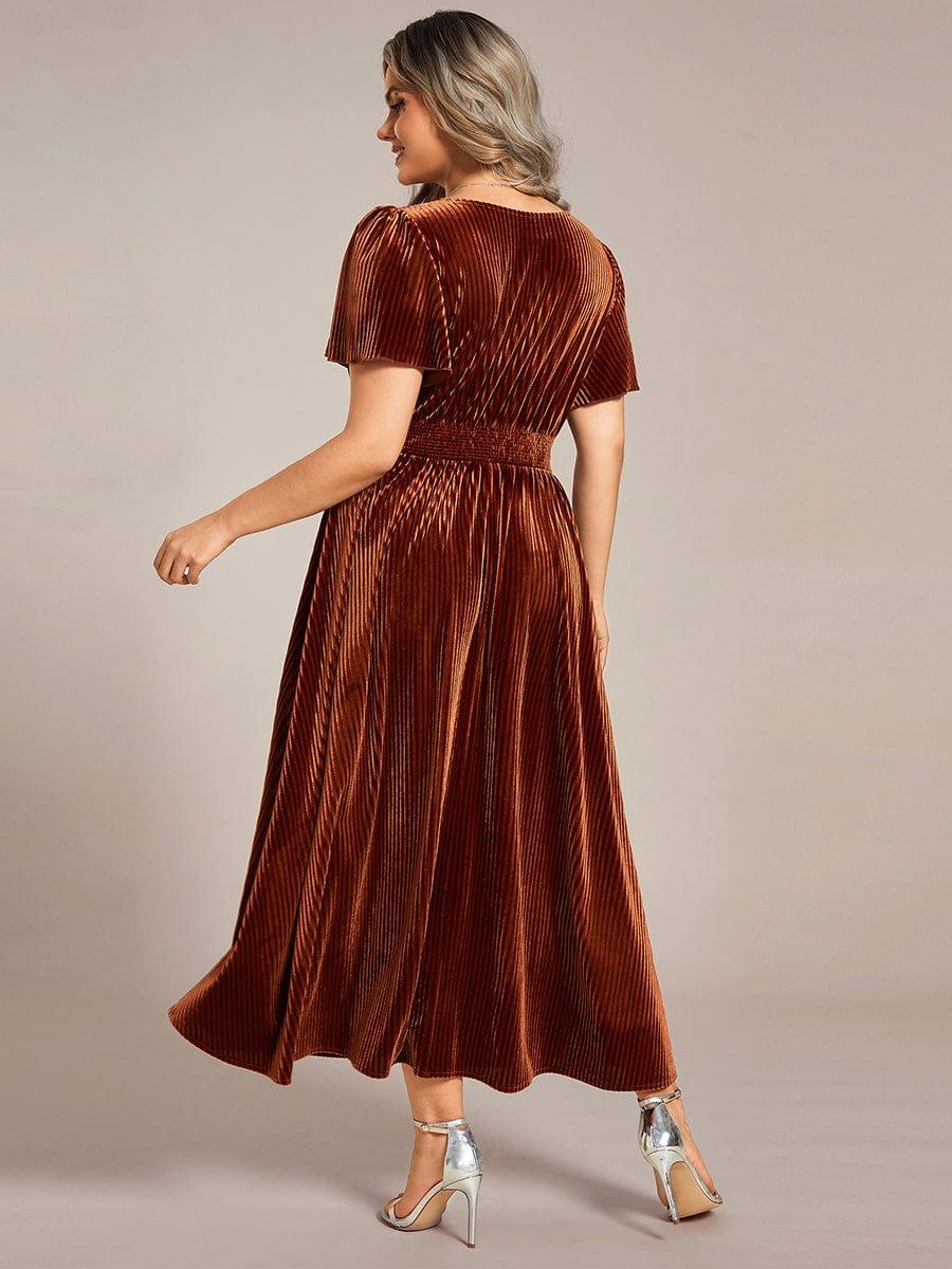 Plus Size Empire Waist A-Line Velvet Wedding Guest Dress