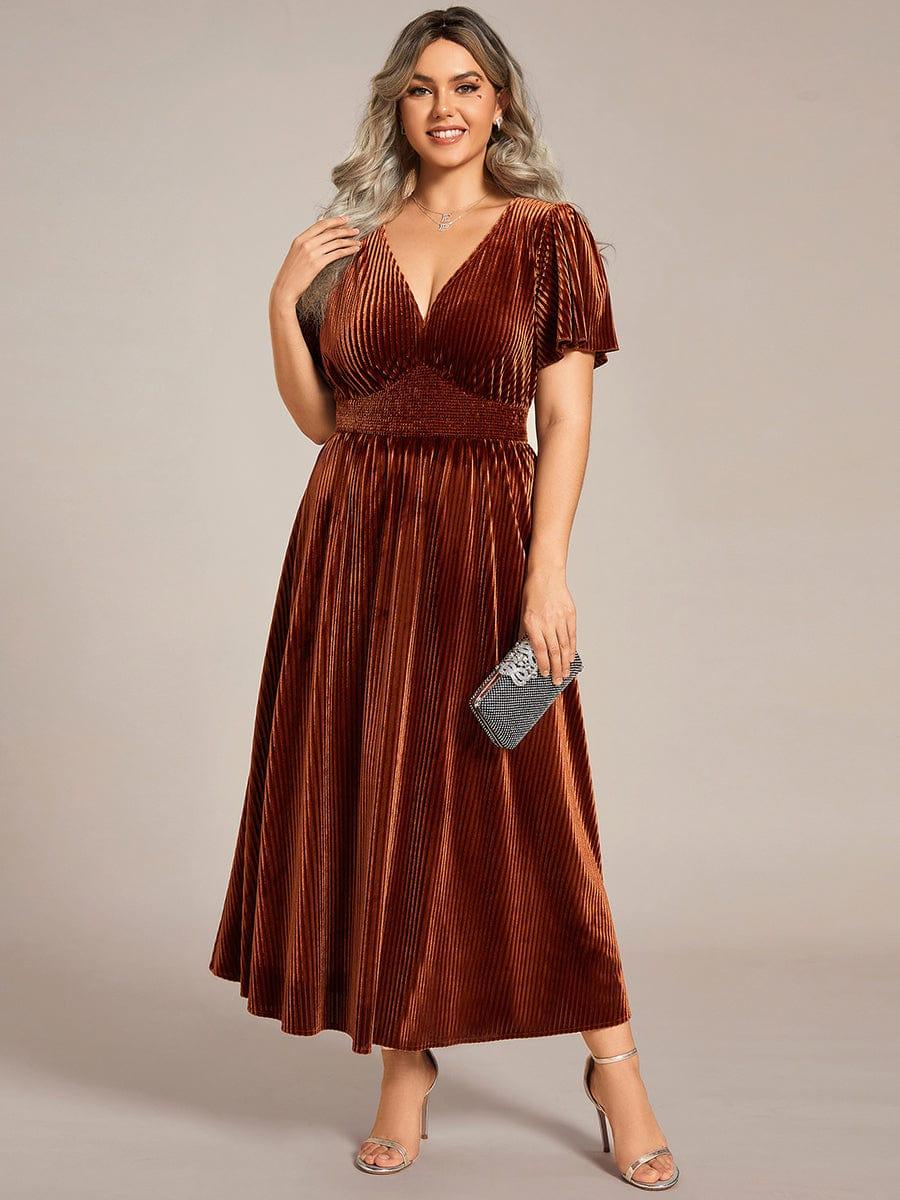 Plus Size Empire Waist A-Line Velvet Wedding Guest Dress
