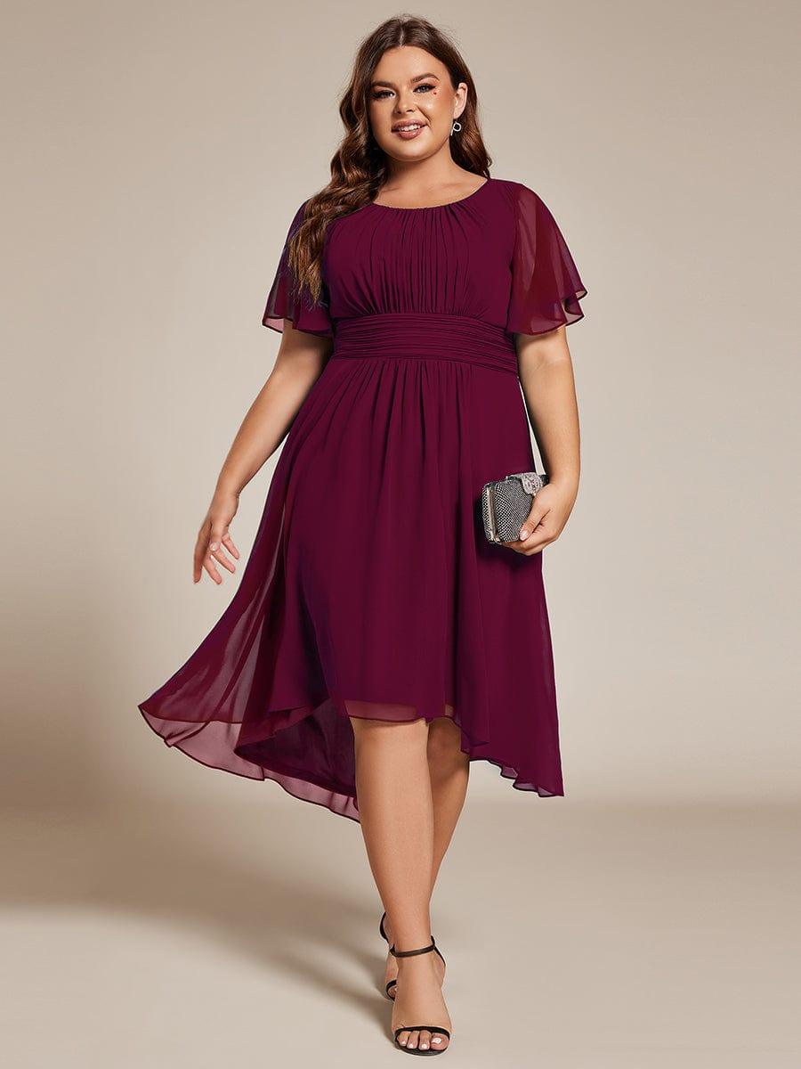 Plus Size Pleated A-Line Chiffon Wedding Guest Dress