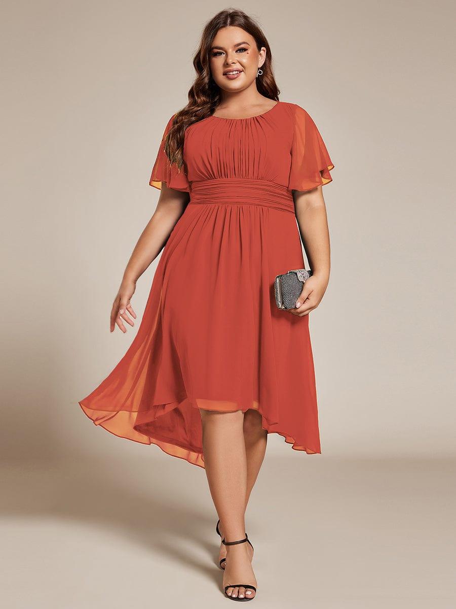 Plus Size Pleated A-Line Chiffon Wedding Guest Dress