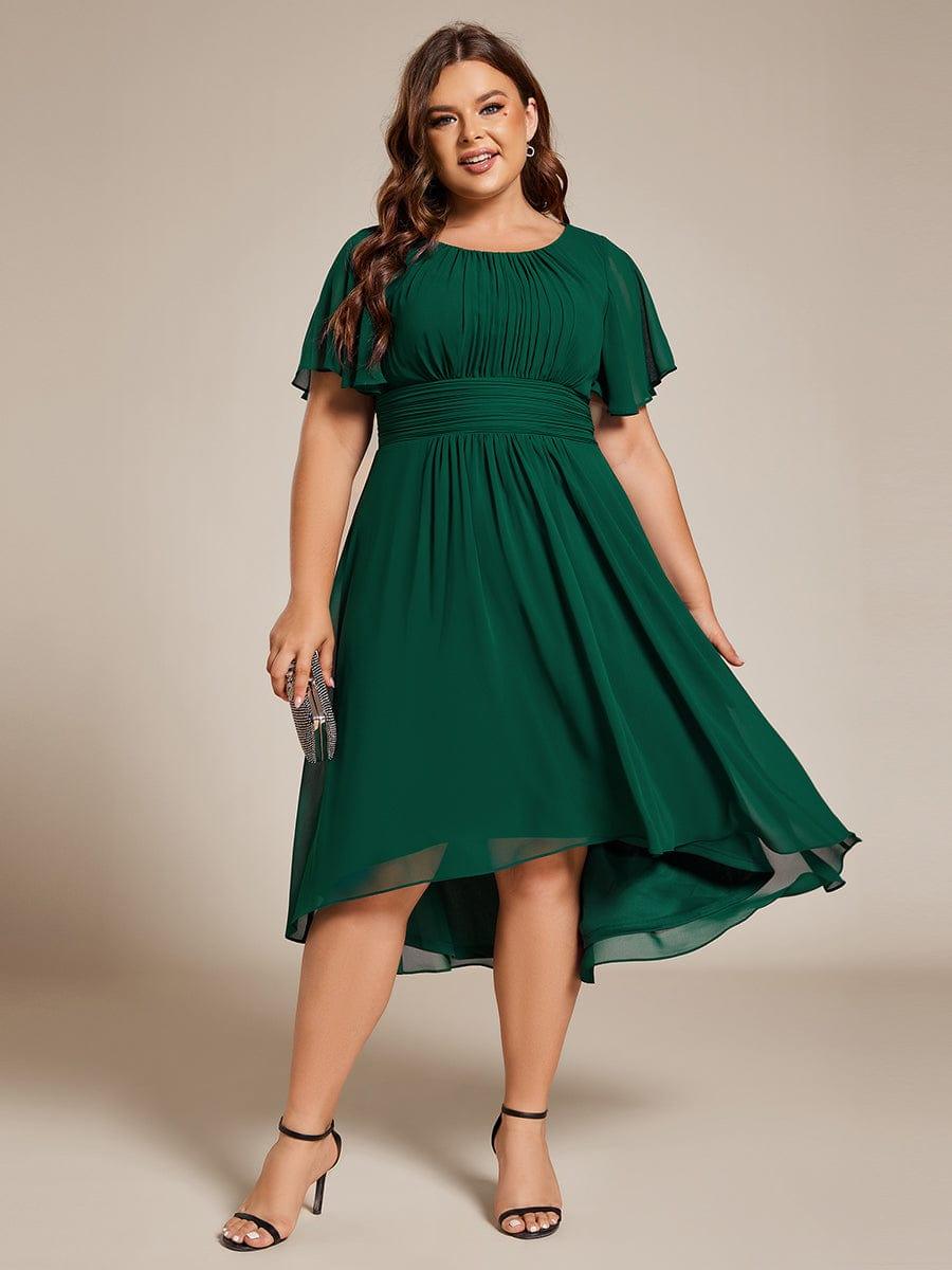 Plus Size Pleated A-Line Chiffon Wedding Guest Dress