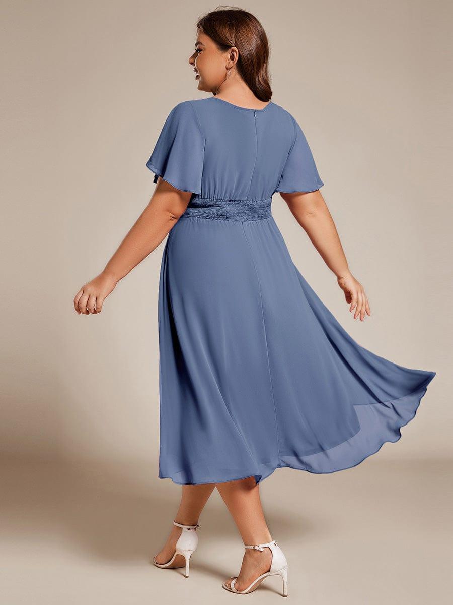 Plus Size Pleated A-Line Chiffon Wedding Guest Dress