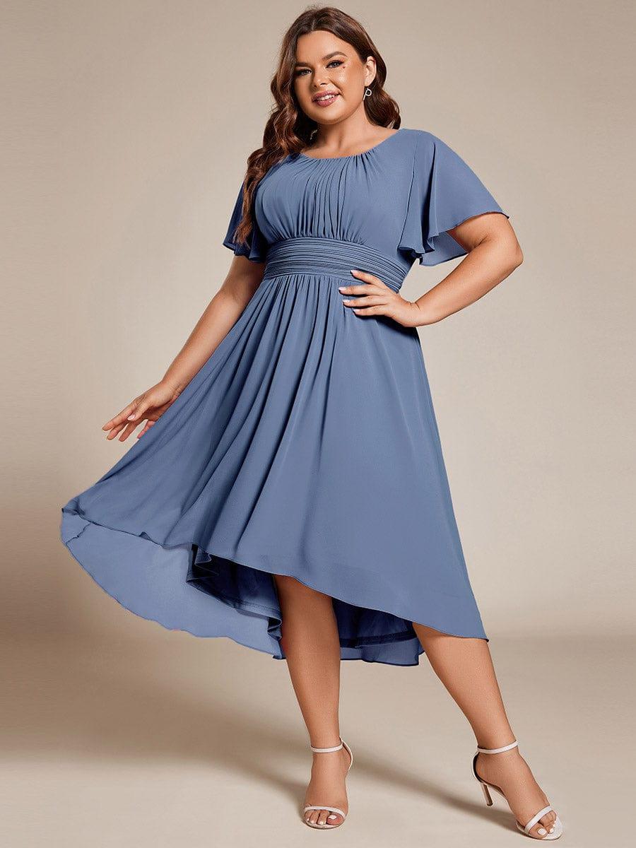 Plus Size Pleated A-Line Chiffon Wedding Guest Dress