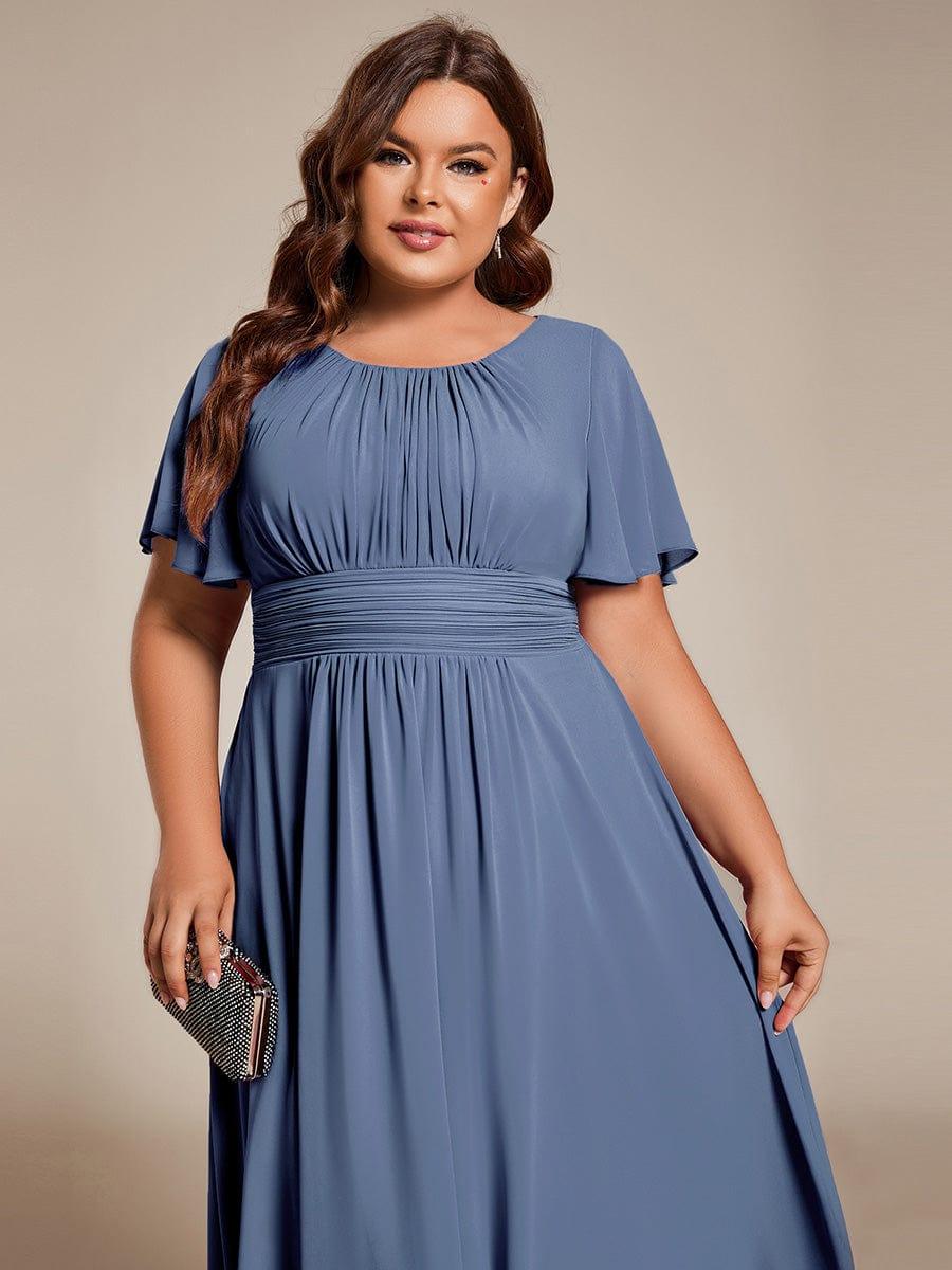 Plus Size Pleated A-Line Chiffon Wedding Guest Dress