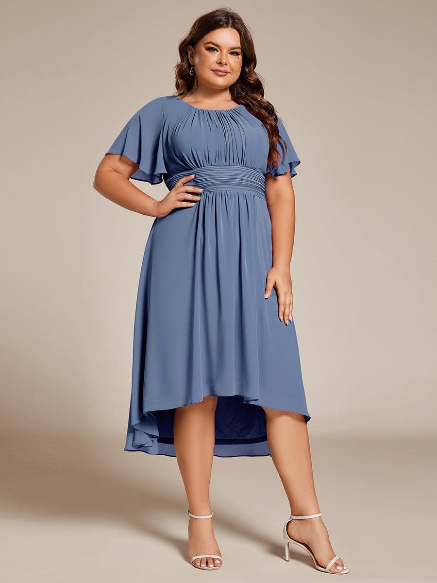 Plus Size Pleated A-Line Chiffon Wedding Guest Dress