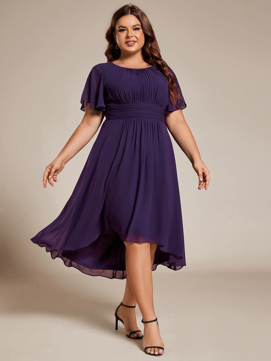 Plus Size Pleated A-Line Chiffon Wedding Guest Dress