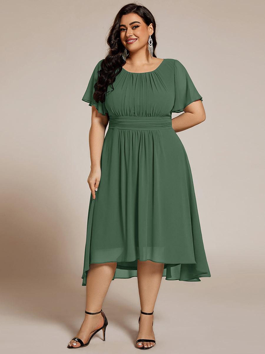 Plus Size Pleated A-Line Chiffon Wedding Guest Dress