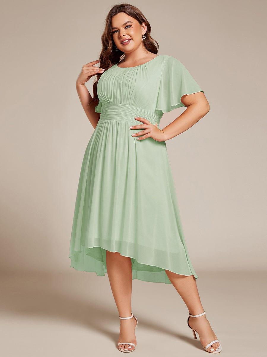 Plus Size Pleated A-Line Chiffon Wedding Guest Dress