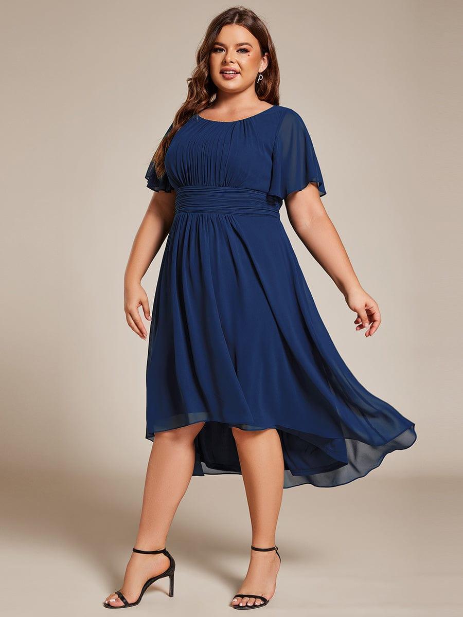 Plus Size Pleated A-Line Chiffon Wedding Guest Dress