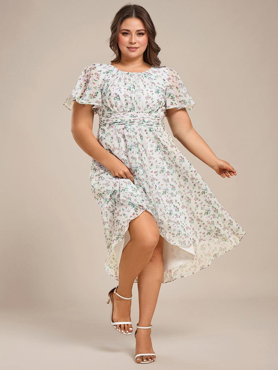 Plus Size Pleated A-Line Chiffon Wedding Guest Dress
