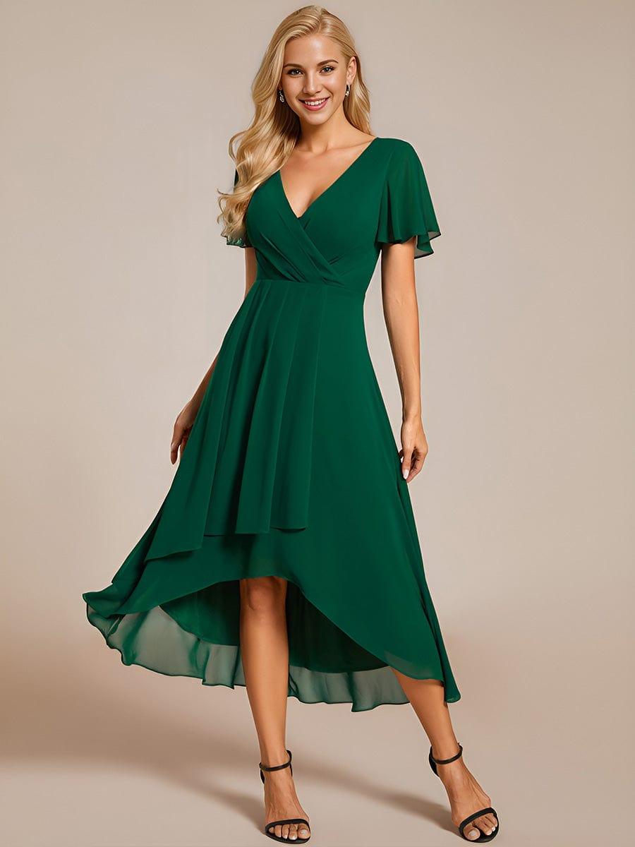 Elegant Dark Green Empire Waist Wedding Guest Dress#color_Dark Green