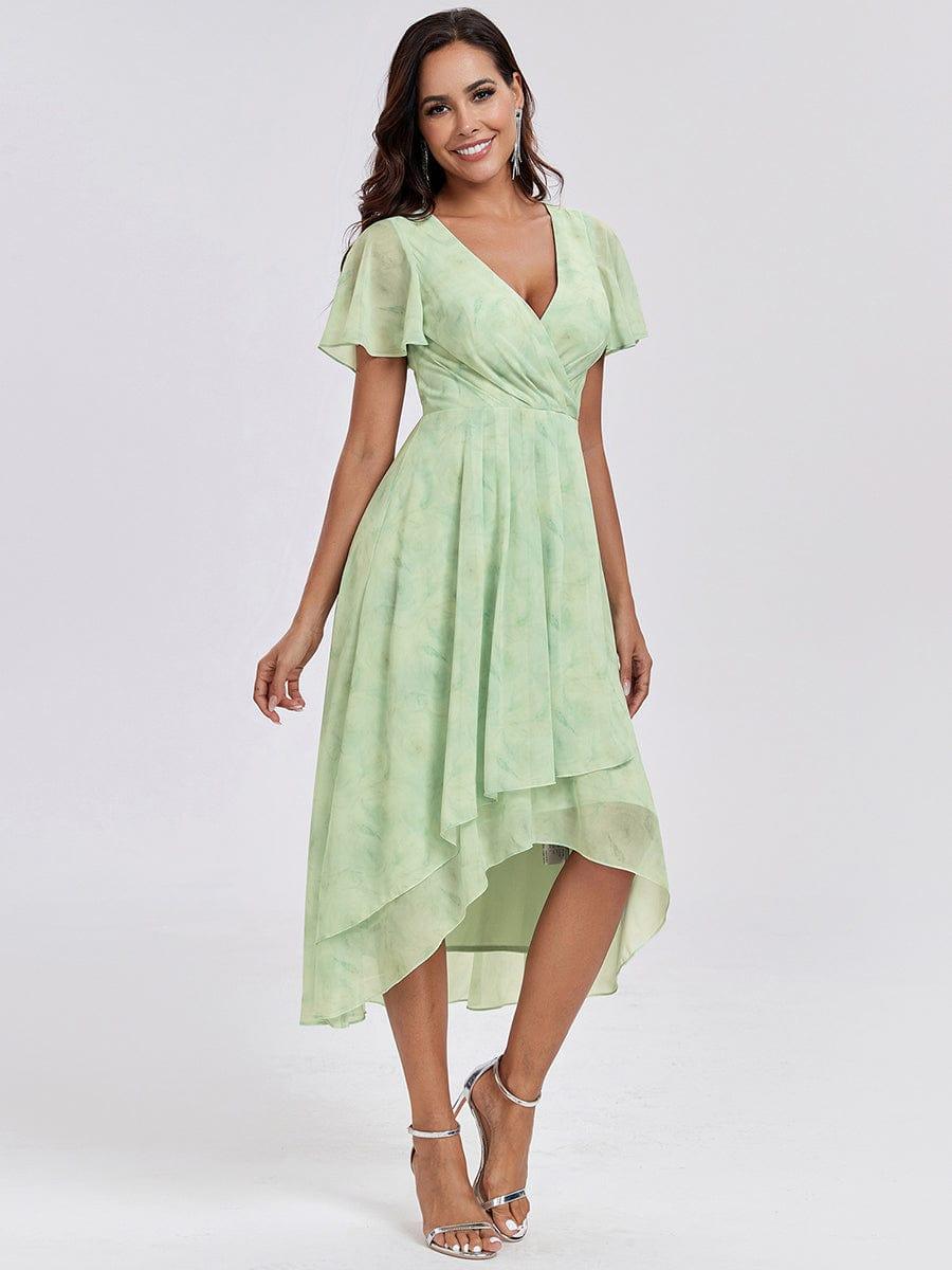 Navy Blue Pleated Midi Wedding Guest Dress with Sleeve 