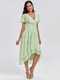 Navy Blue Pleated Midi Wedding Guest Dress with Sleeve 