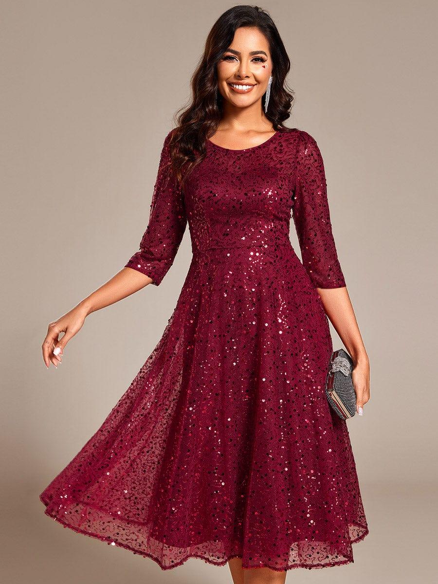 Charming Round Neck Sequin A-Line Wedding Guest Dress