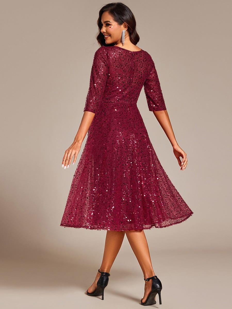 Charming Round Neck Sequin A-Line Wedding Guest Dress