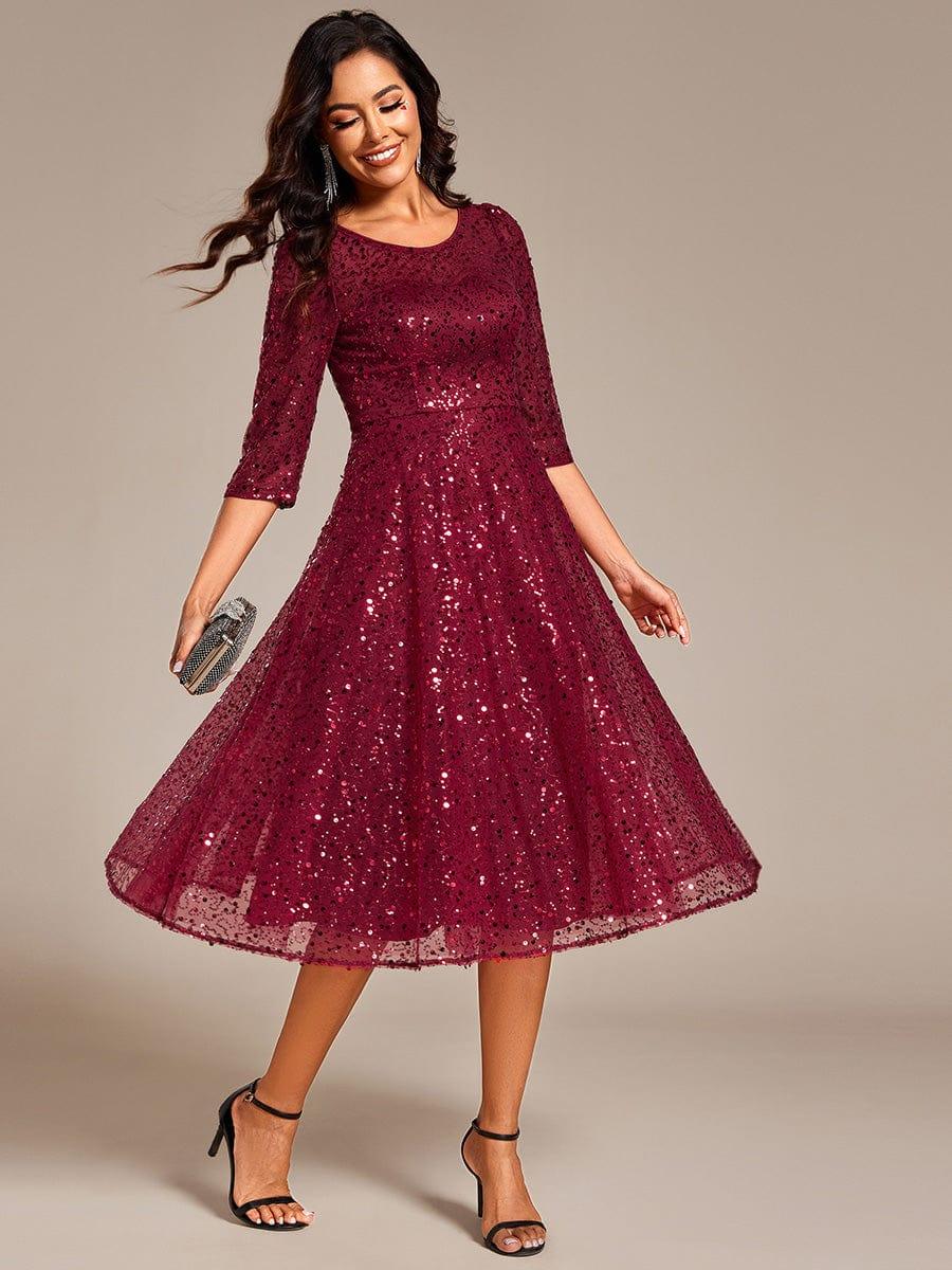 Charming Round Neck Sequin A-Line Wedding Guest Dress