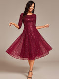 Charming Round Neck Sequin A-Line Wedding Guest Dress