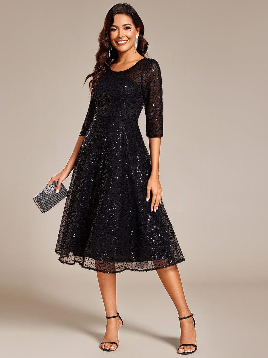 Charming Round Neck Sequin A-Line Wedding Guest Dress