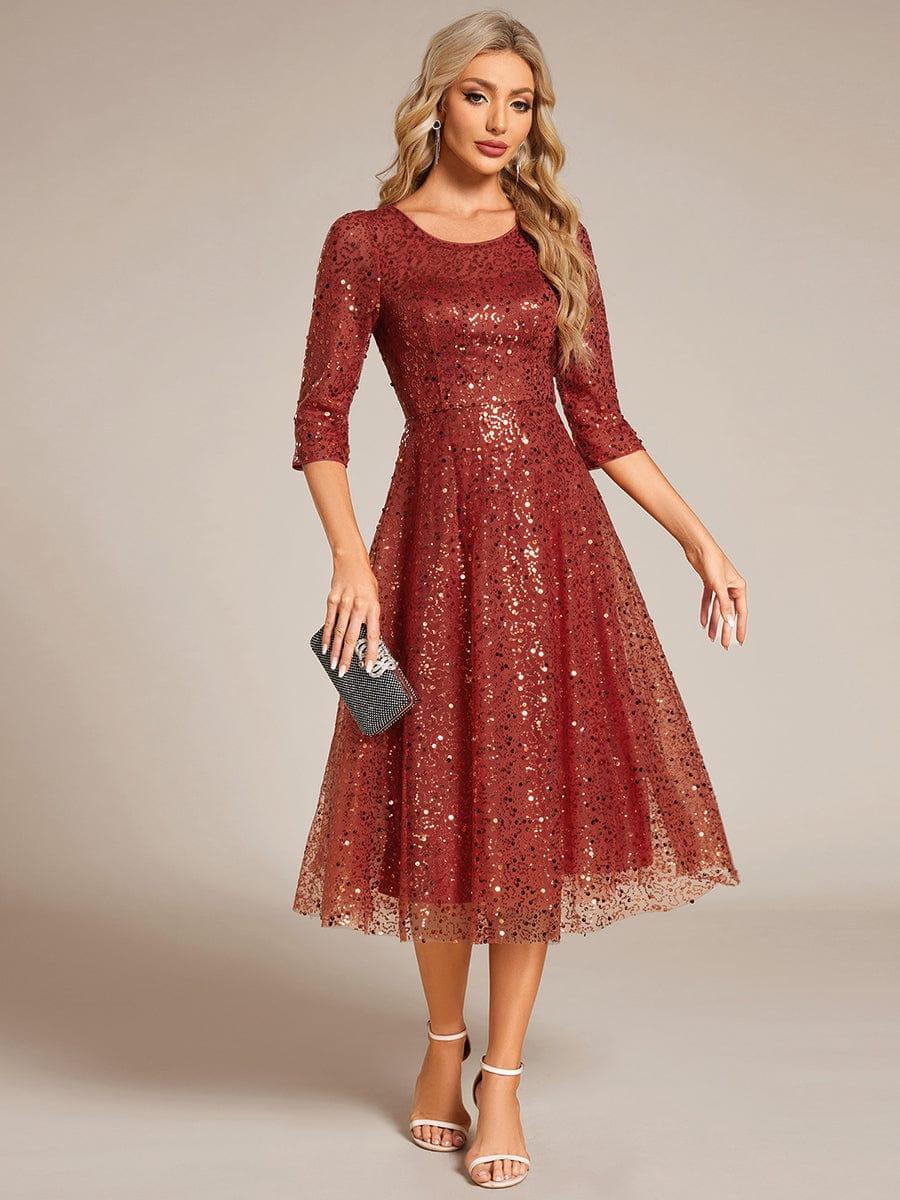 Charming Round Neck Sequin A-Line Wedding Guest Dress