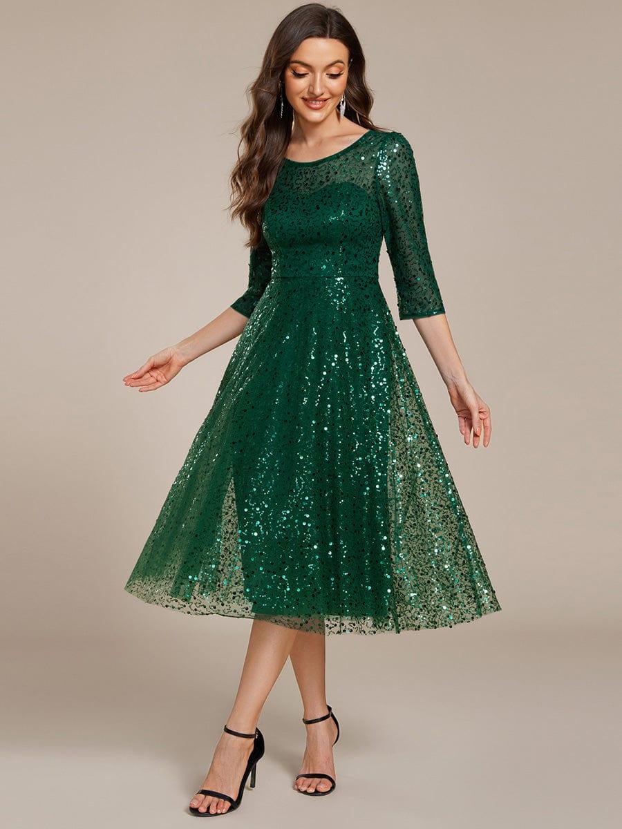 Charming Round Neck Sequin A-Line Wedding Guest Dress