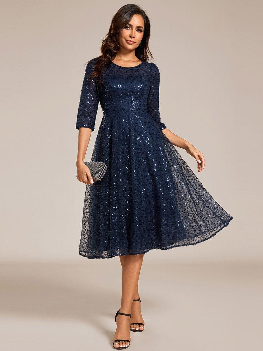 Charming Round Neck Sequin A-Line Wedding Guest Dress