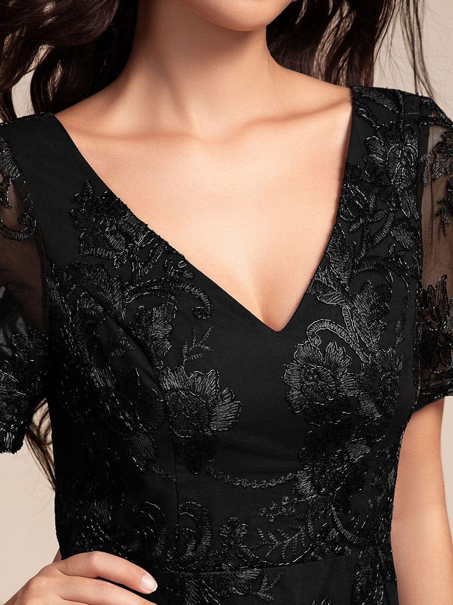 Elegant Lace Applique A-Line Midi Wedding Guest Dress