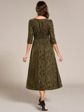 V-Neck Velvet Pleated Wedding Guest Dress with Pockets
