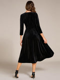 Elegant Pleated Velvet A-Line Wedding Guest Dress
