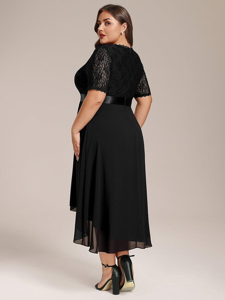 Classic V-Neck Lace Wedding Guest Dress with Half Sleeves