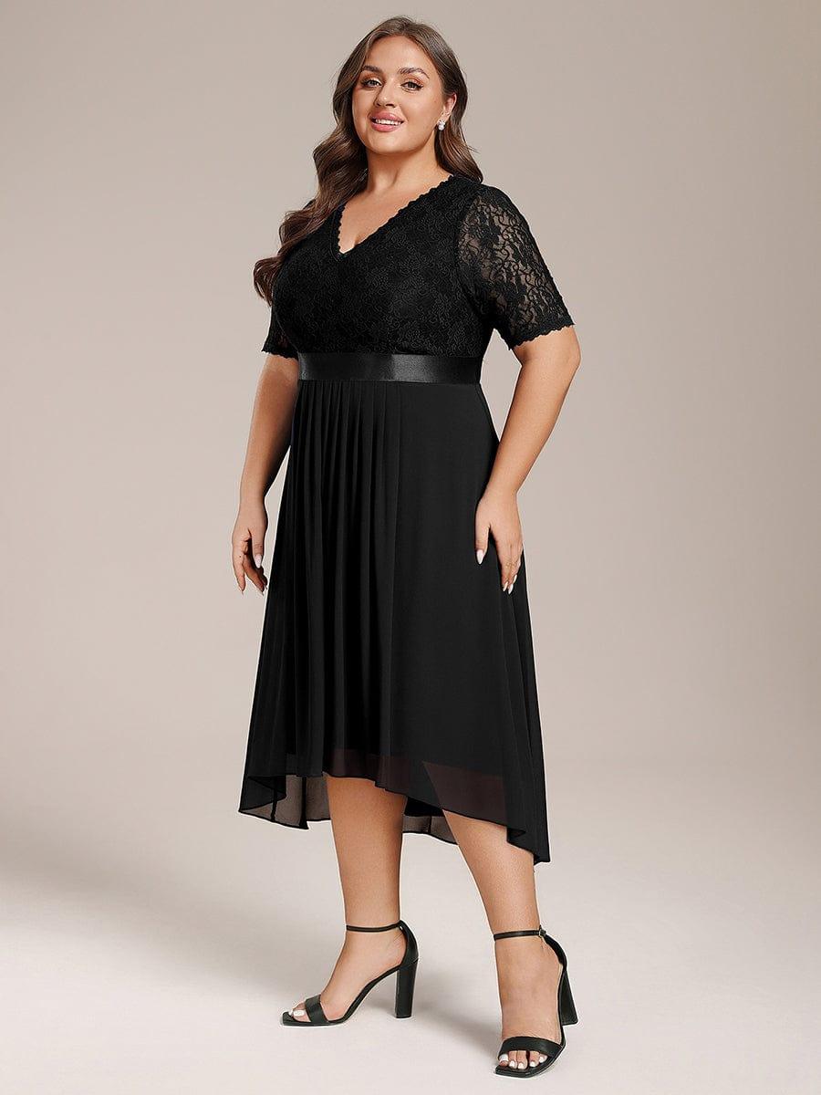 Classic V-Neck Lace Wedding Guest Dress with Half Sleeves